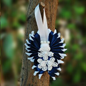 Angel ornament navy blue & white, Christmas angel tree decoration, Christmas in July gifts idea