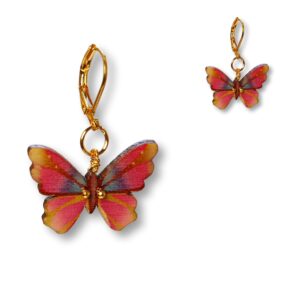 Delicate Monarch Butterfly Earrings, Butterfly Dangle Earrings , Pink Shades Mariposa Huggie  Earrings
