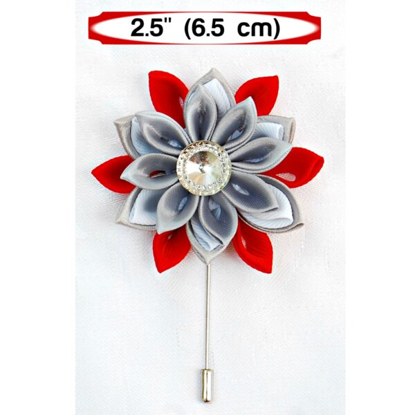 red gray flower lapel brooch dimensions