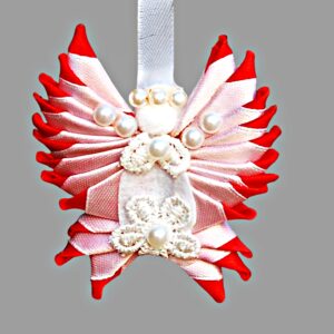 Angel tree ornament red & white, Christmas angel tree decoration, Christmas in July gifts