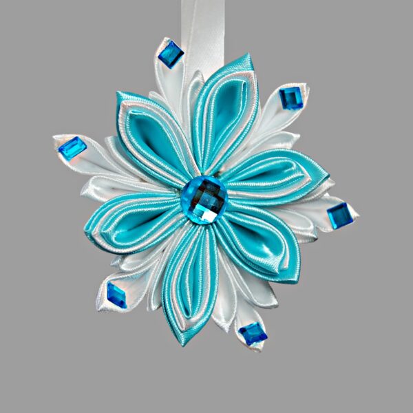 teal blue snowflake Christmas tree ornament