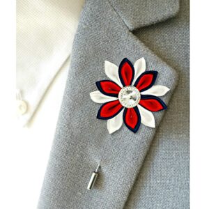 Men’s Lapel Pin Flower, Independence Day Suit Pin, Wedding Boutonniere