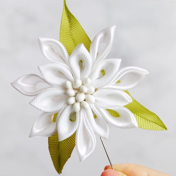 white Edelweiss brooch pin