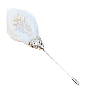 White Kanzashi Flower Lapel Stick Pin/ Scepter Lapel Pin/Lapel Flower/Men’s Lapel Flower/Wedding Accessories