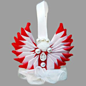 Angel ornament red white, Angel figurine Christmas  tree  decoration, Christmas in July gifts idea
