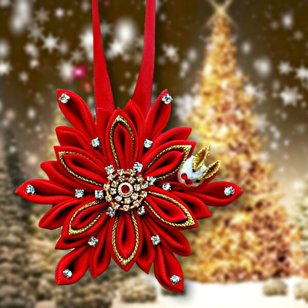 Kanzashi snowflake for Christmas