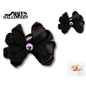Large black Halloween hair bows, set of 2,