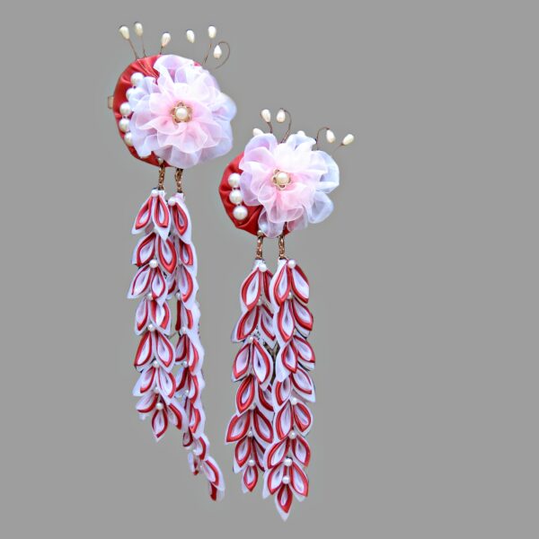 Cherry blossom Kanzashi dangle hair clips