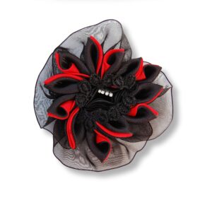 Large Halloween hair clip,black red, Gothic flower hair accessory