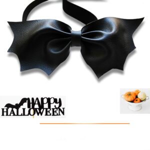 Batman bow tie, Men’s Halloween costume – Faux leather Halloween necktie, Gothic wedding