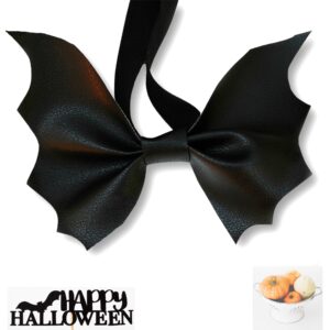 Large bat bowtie, Men’s Halloween costume – Faux leather Halloween necktie, Gothic wedding