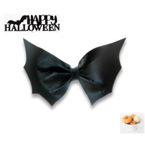 Faux leather bat hair bow, Halloween  black  hair clip , Gothic wedding hair accessory