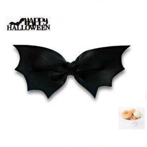 Faux leather bat hair bow, Halloween black French barrette hair clip , Gothic wedding hair accessory