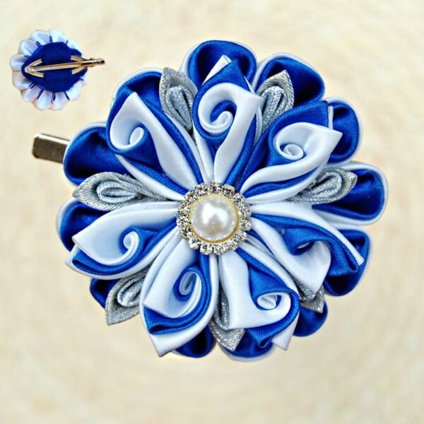 blue white hair clip