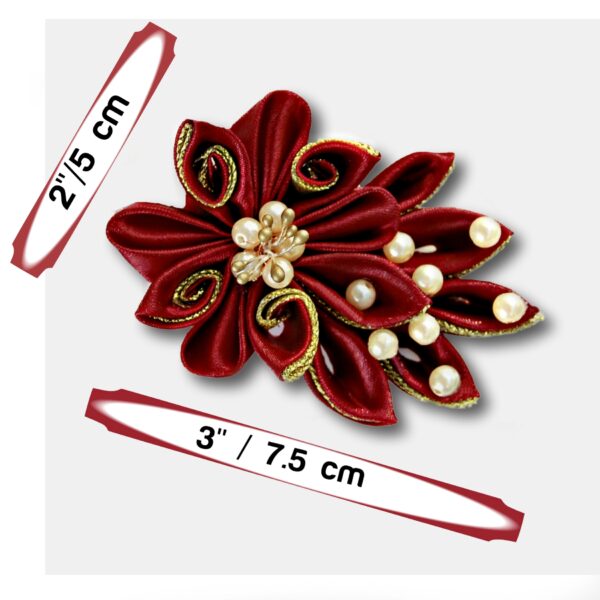 burgundy flower hair clip dimensions