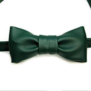 Dark Emerald Bowtie for Men, Hunter Green Faux Leather Bowtie for Youth Teenager