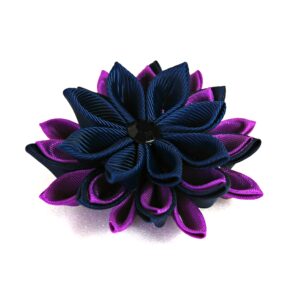 Men’s Flower Lapel Pin, Kanzashi flower lapel pin, Purple grooms boutonniere, Handmade Wedding Boutonniere