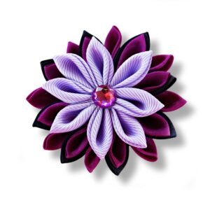 Purple lapel pin, Kanzashi flower lapel brooch, Grooms boutonniere lapel pin, Handmade Wedding Boutonniere