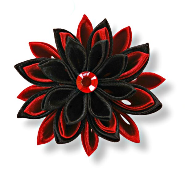 red black flower lapel brooch