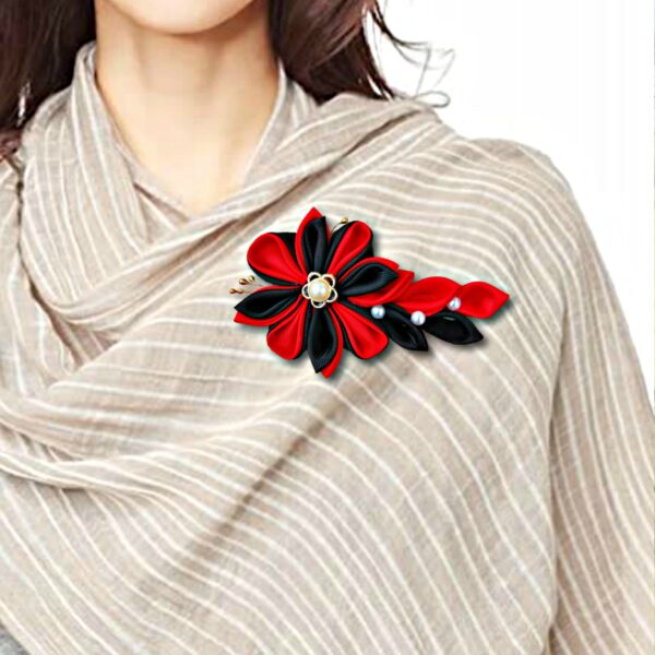 red black shawl brooch