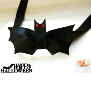 Faux leather small bat bow tie for kids, Halloween bowtie, Gothic wedding accessory