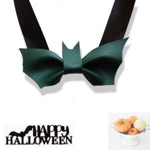 Small green bat bow tie, Boy’s Halloween costume – Faux leather Halloween bow tie