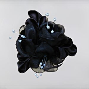 Halloween black flower hair clip, Black wedding hair piece – Gothic hair bow
