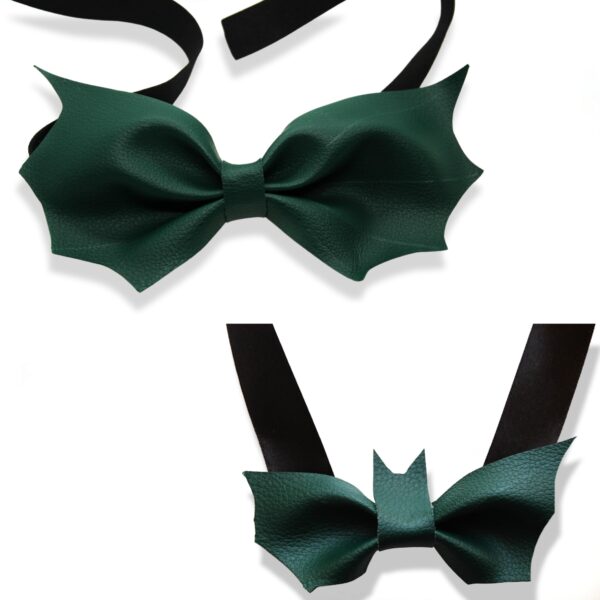 two sizes of green bat bows