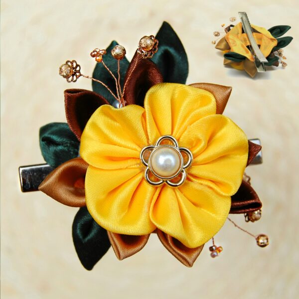 yellow daisy hair clip