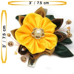 Yellow Flower hair clip, Wedding Daisy Flower Hairpiece – Bridesmaid Floral Headpiece, Christmas gifts for her idea