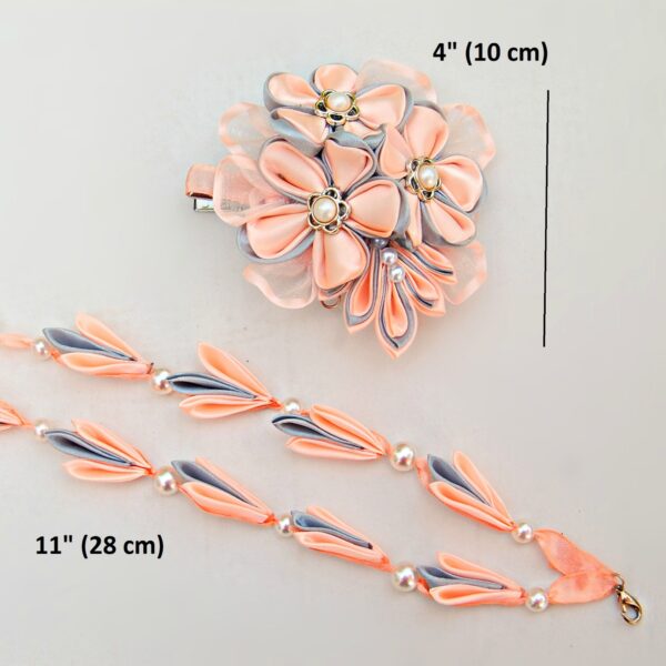 Kanzashi flower dangle hair clip dimensions