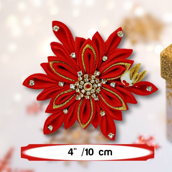 Red snowflake hair clip dimensions