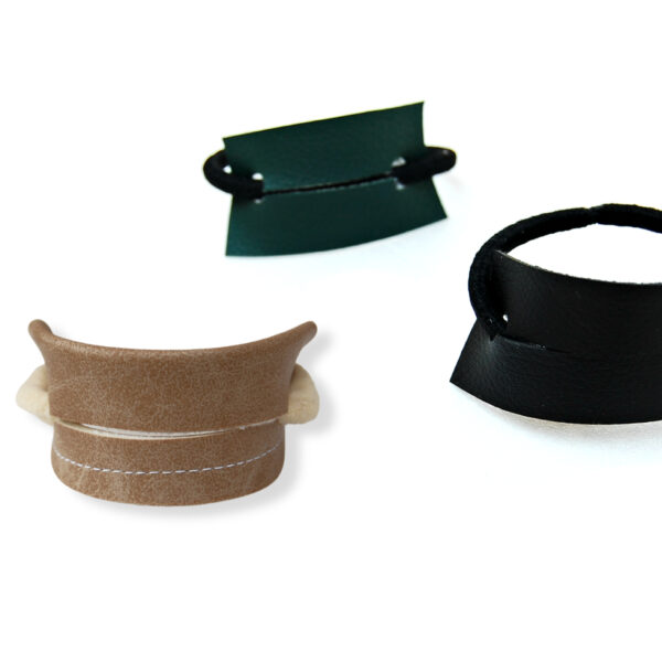 a collection of faux leather hair bows