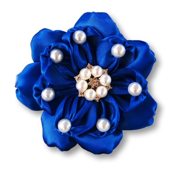 blue flower hair bow