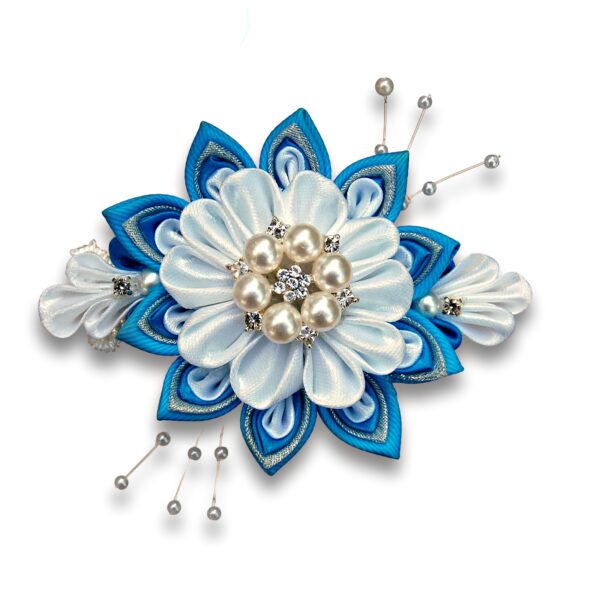 blue white Winter hair clip