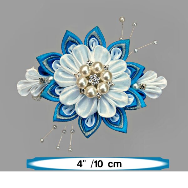 blue white Winter hair clip size