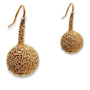 Glittery gold ball earrings, Christmas ball earrings, Gift for her idea