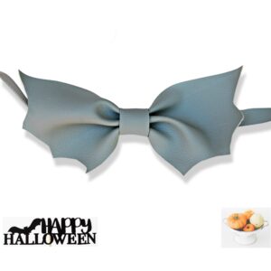 Light gray faux leather bat bow tie, Gothic wedding bat necktie, Halloween costume accessory