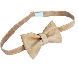 Light Brown Bowtie for Men, Nude Faux Leather Bowtie for Teenager