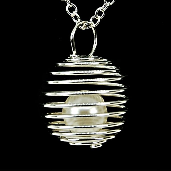 spiral silver cage pendant necklace