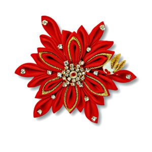 Christmas snowflake sparkling hair clip, Red snowflake and bunny Christmas hair accessory