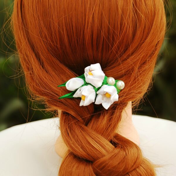 white flower hair clip