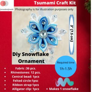 Christmas Craft Kit for Adults, DIY Snowflake Ornament Frozen Inspired Craft Kit, Tsumami Kanzashi Kit, Beginners Craft Kit,