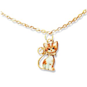 Cat Pendant Necklace, Gold Tones Cat Charm Necklace – Gift for a Girl, Pet Adoption Gifts Idea