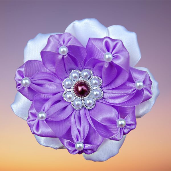 purple white flower hair clip