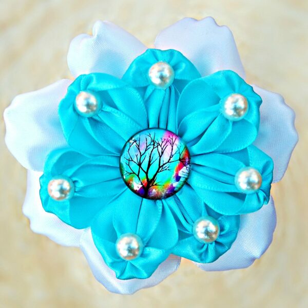 _turquoise tree of life hair clip