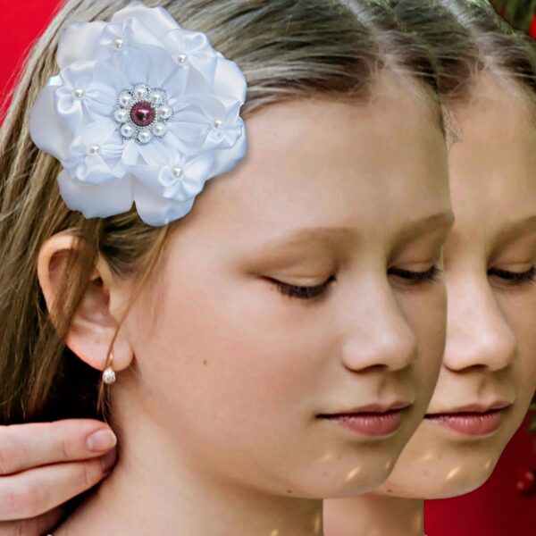 flower girls white hair clip