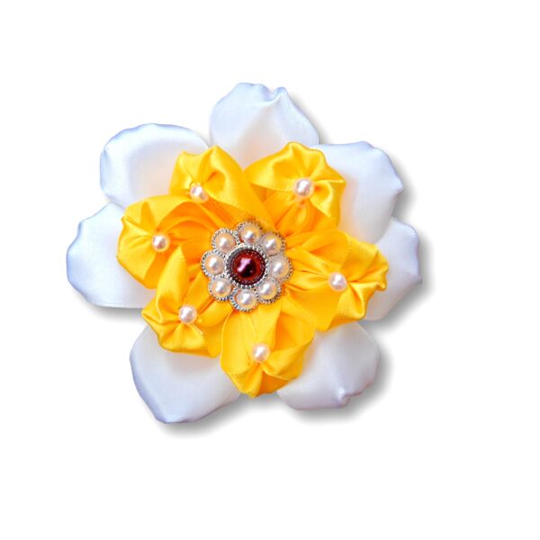 yellow white flower hair clip