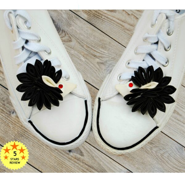 black hedgehog shoelace charms