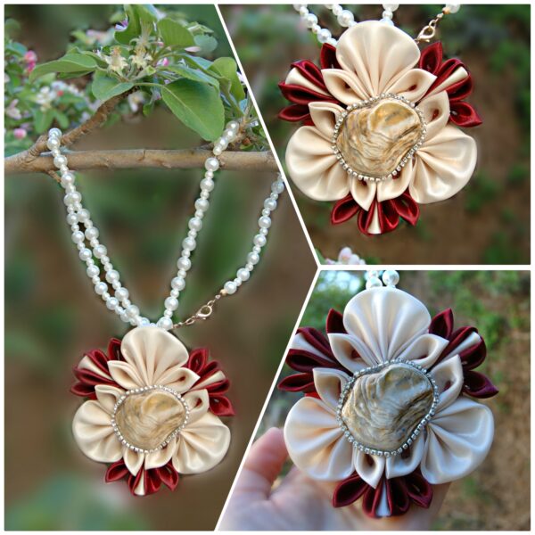 Kanzashi flower necklace